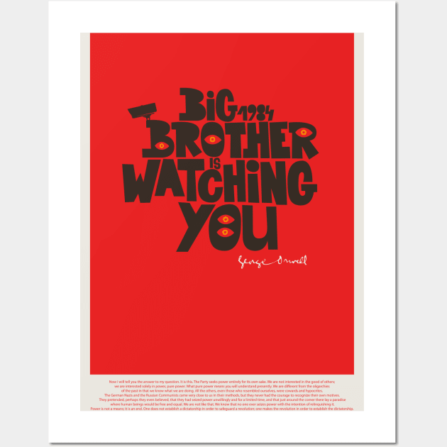 Orwellian Tribute - „Big Brother is Watching You“ - Dystopian Art Poster in Classic Colors Wall Art by Boogosh